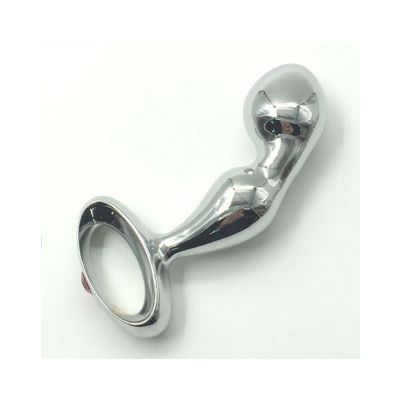 Curved Metal P spot Butt Plug Silver