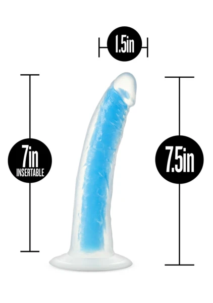 Neo Elite Glow In The Dark 7.5" Dual Density Realistic Silicone Dildo With Balls by Blush - Neon Green