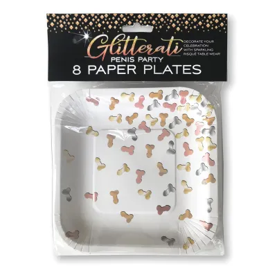 Glitterati Penis Party Paper Plates 8 Count