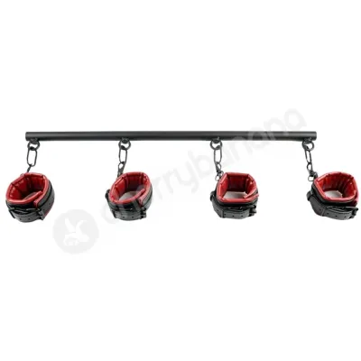 Saffron Matt Black Spreader Bar Adjustable Wrist Ankle Cuffs Set