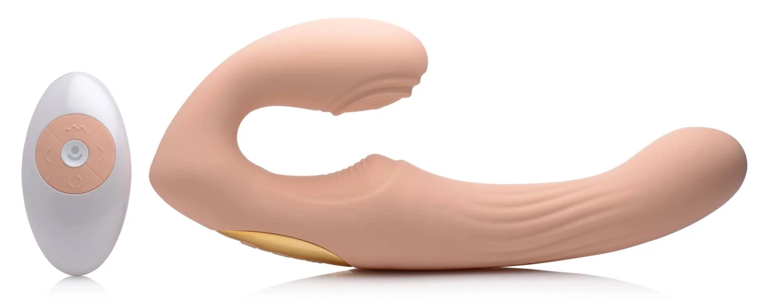 15x U-Pulse - Pulse and Vibe Strapless Strap-on  With Remote - Blush