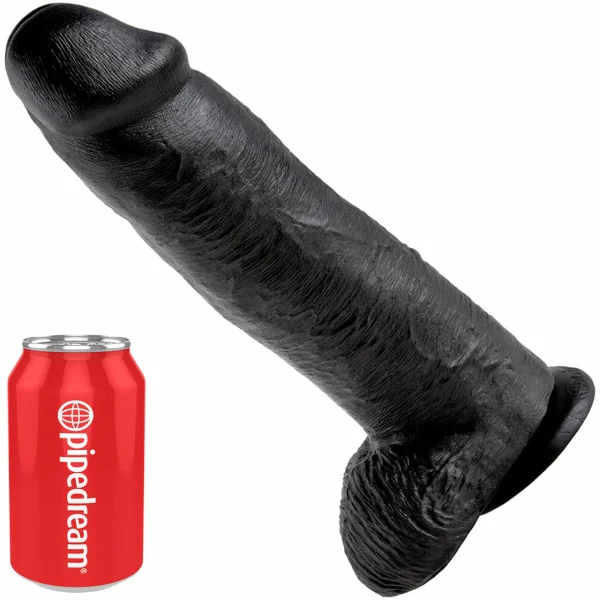 King Cock 12" Suction Cup Cock With Balls - Black