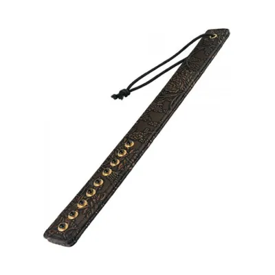 Whips Paddles Spartacus Paddle Brown Pu Floral Print With Gems