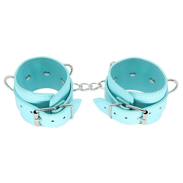 Love In Leather Turquoise Blue Faux Leather Wrist Cuffs