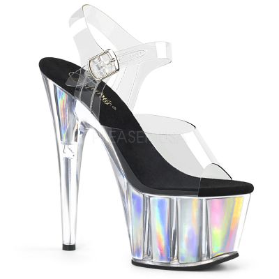 7 inches Heel 2 3 4 inches PF Ankle Strap Sandal w Hologram Inserts