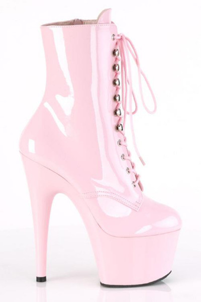 Pleaser Adore 7” Heel Pink Patent Platform Ankle Boot
