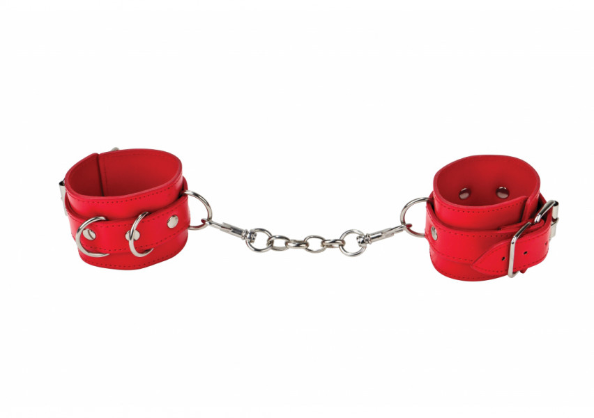 Leather Cuffs - Red - Fetish Sex Toys