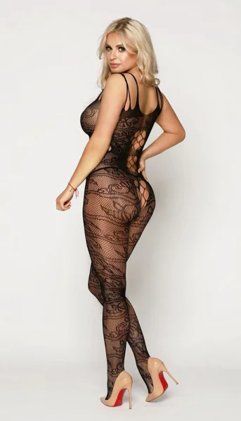 See-Through Bodystocking with Cutout Waist Details