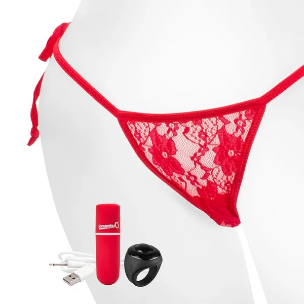 Charged My Secret Rechargeable 10 Function Remote Control Panty Vibe By Screaming O - Red