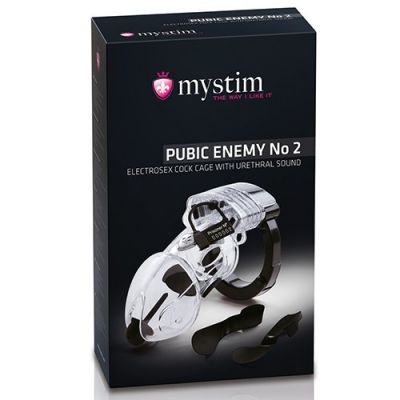 Mystim Pubic Enemy No 2 E Stim Cock Cage with Urethral Sound