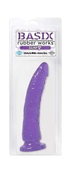 Basix Rubber Works - Slim 7 Inch With Suction Cup - Purple