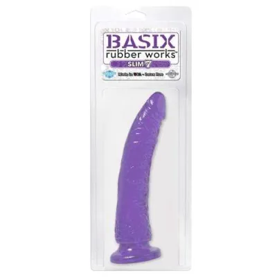 Basix Rubber Works Slim 7 Inch With Suction Cup Purple