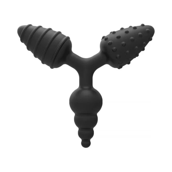 Wet Dreams Triple Play Ninja Triple Butt Plug With 3 Textured Surfaces Black — image 4 of 5