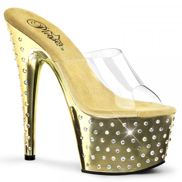 STARDUST-701 - 7" Rhinestone Studded Gold Chrome P/F Slide
