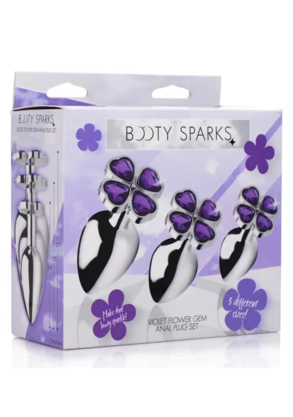 Booty Sparks Violet Flower Gem Anal Plug Set