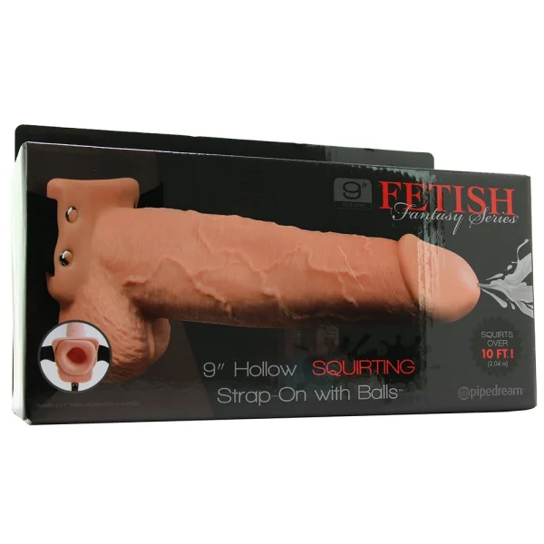 Fetish Fantasy Series 9" Hollow Squirting Strap-on With Balls - Flesh
