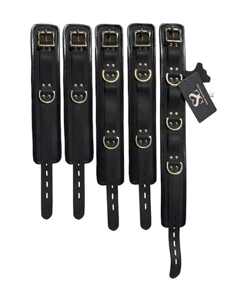 Bound X Padded Leather Cuffs And Collar Set