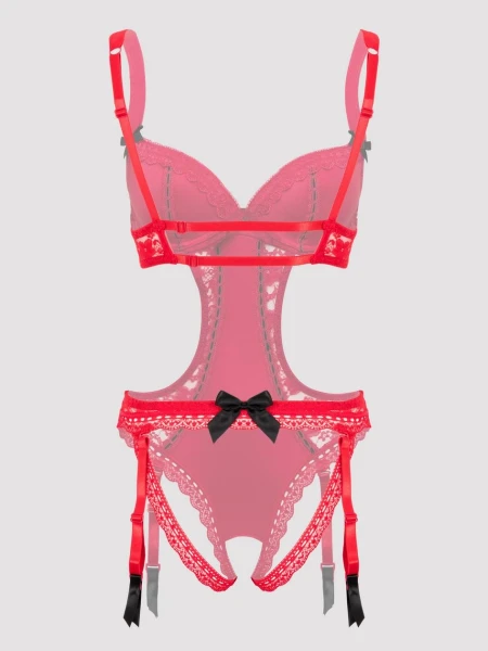 Lovehoney Seduce Me Red Push-Up Crotchless Cut-Out Teddy