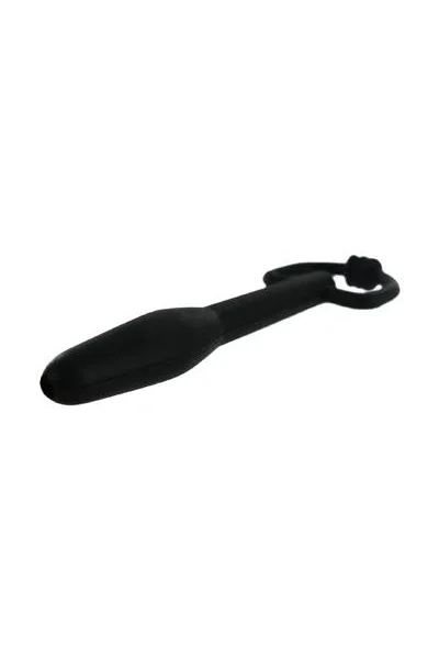 Silicone Cum-thru D-ring Penis Plug - Black