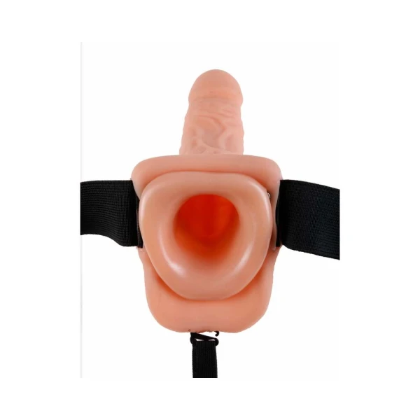 Fetish Fantasy 7in Vibrating Hollow Strap-on With Balls Flesh