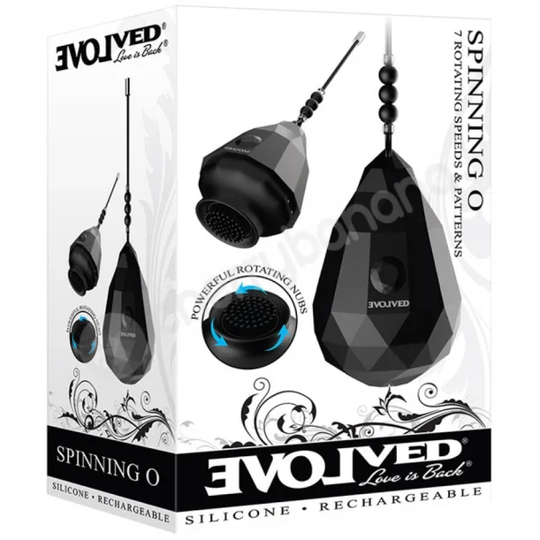 Evolved Spinning O Black Vibrating Egg With Spinning Clitoral Brush Inside