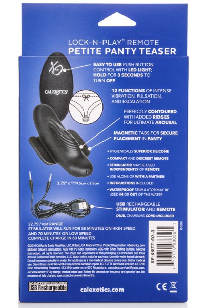 California Exotic Silicone Panty Vibrator With Magnetic Tabs & Remote