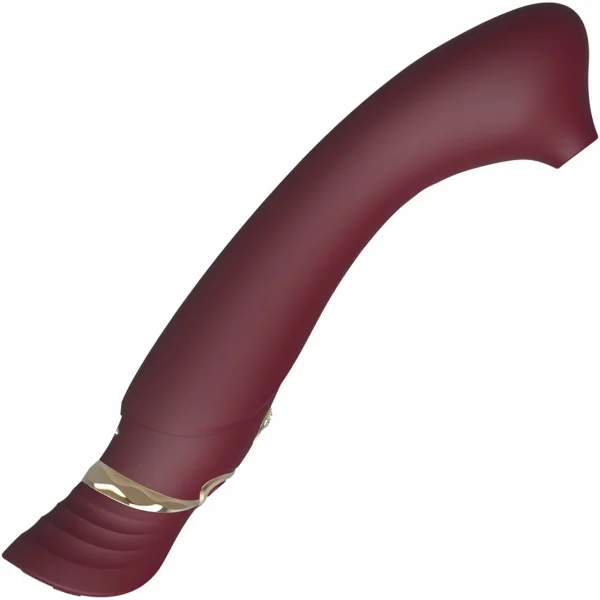 ZALO Queen Set Silicone Rechargeable G-Spot PulseWave Vibrator With Suction Sleeve - Wine Red