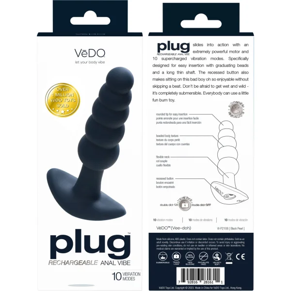 VeDO Plug Vibrating Butt Plug - Black
