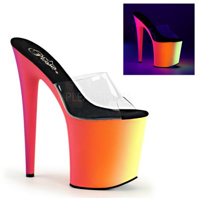8 inches Heel 4 inches PF Slide W UV Reactive Rainbow Bottom