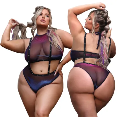 Vibes Stardust Halter Top Suspender Bottoms by Fantasy Lingerie Queen
