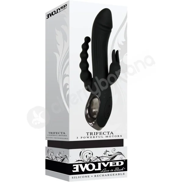 Evolved Trifecta Large Black Triple Stimulation Anal G-spot Clit Vibrator