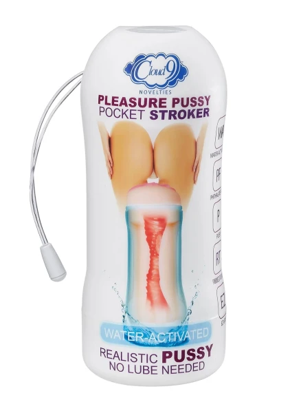 Pleasure Pussy Pocket Stroker Water Activated - Tan