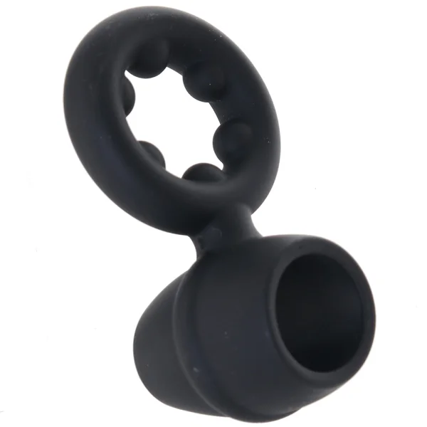 Alpha Liquid Silicone Dual Support Magnum Cock & Balls Ring By CalExotics - Black