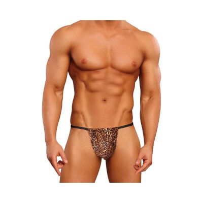 Male Power Animal Posing Strap Brown Leopard O S
