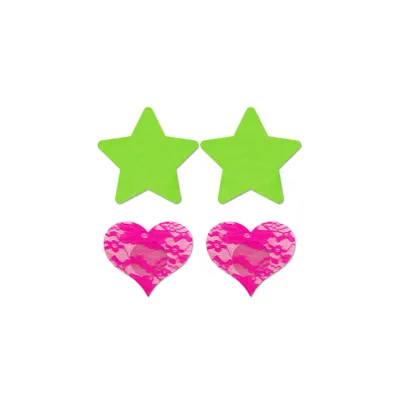 Fantasy Lingerie Neon Star Lace Heart Pasties 2 pack