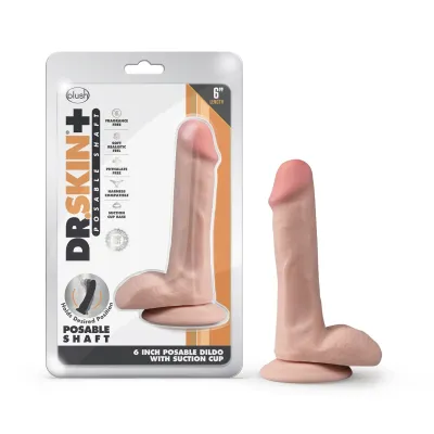 Dr Skin Plus 6 Inch Posable Dildo With Balls Vanilla