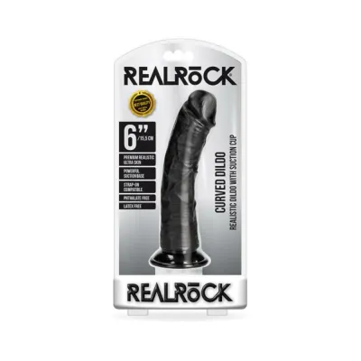 Realrock Curved Realistic Dildo With Suction Cup 6 In Chocolate