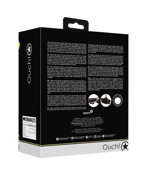 Ouch! Open Mouth Gag with Plug Stopper