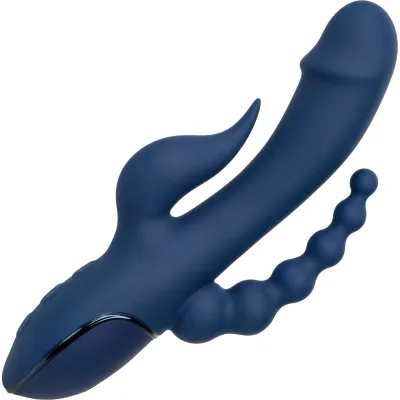 III Triple Orgasm Silicone Rechargeable Triple Stimulation Vibrator By CalExotics Navy