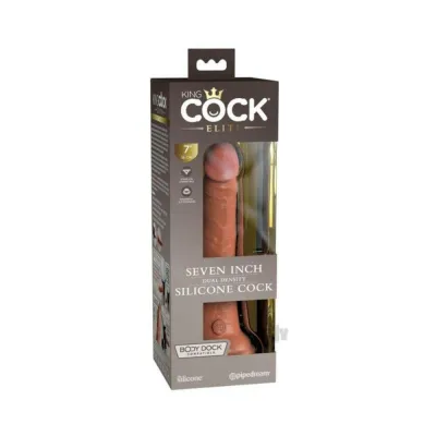 King Cock Elite Silicone Dual density Cock 7 In Tan