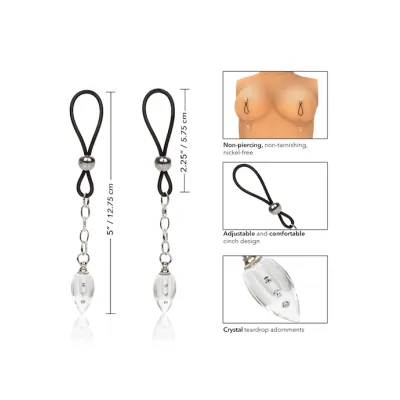 Nipple Play Non piercing Nipple Jewelry Crystal Teardrop Clear 5 Inch