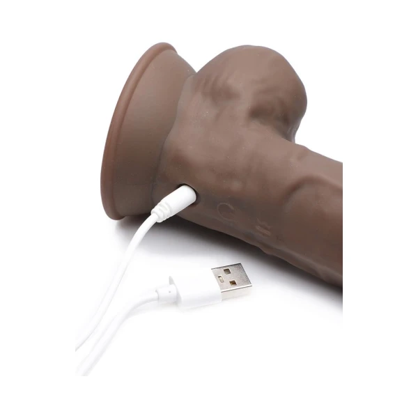 Fleshstixxx Vibrating Rechargeable Dong 8 In. Brown — image 9 of 14