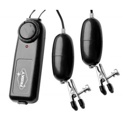Frisky Vibe Me Vibrating Nipple Clamps Black