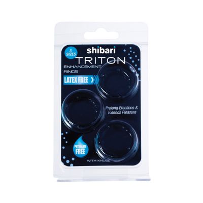 Shibari Triton Enhancement Pleasure Rings With Knubbs 3pk Black