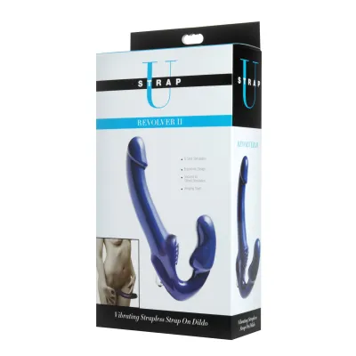 Revolver II Vibrating Strapless Strap on Dildo Blue