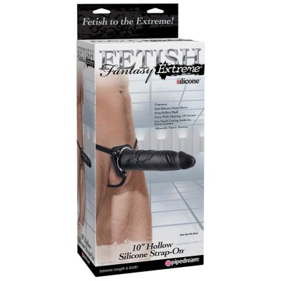 10 Hollow Silicone Strap On Black