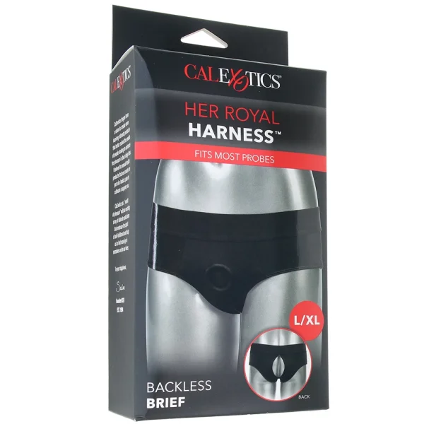 Her Royal Harness Backless Brief  Strap-On Harness by CalExotics - Large / X-Large