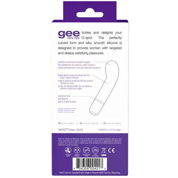 VeDO 'Gee' Mini G-Spot Rechargeable Waterproof Vibrator - Indigo