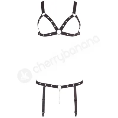 Bad Kitty Bikini 2 Piece Black Body Harness With Removable Metal Chain