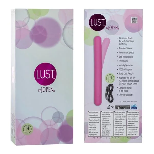 Lust L4 Silicone Bendable Massager Waterproof Pink 7.75 Inch